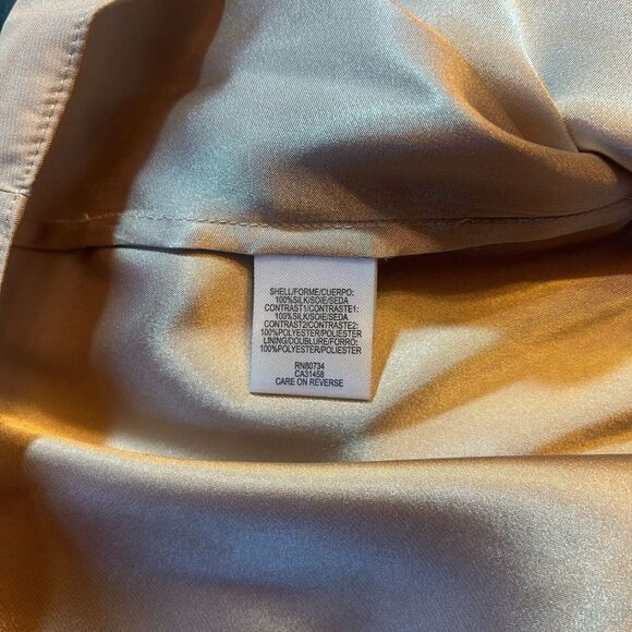 BCBG MaxAzria modest Silk Chiffon Evening Gown Maxi Dress Black Cream Size 6 - Picture 11 of 14